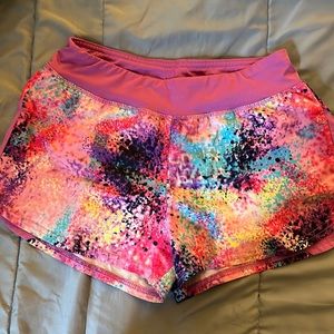 NWOT Champion multi colored running shorts - built in underwear Girls L (10/12)